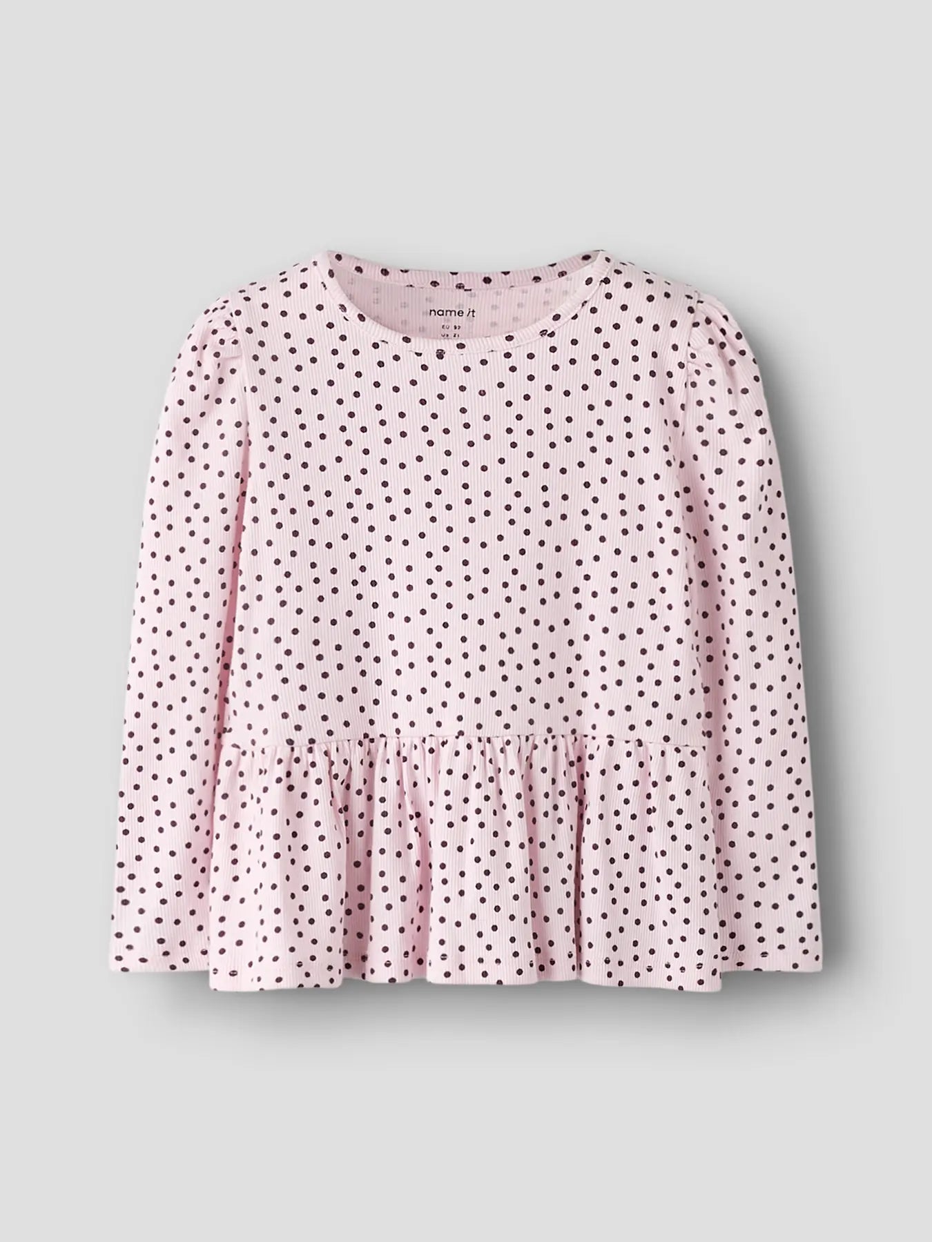 Topp Långärmad Tenna Ribbad Prickar Rosa