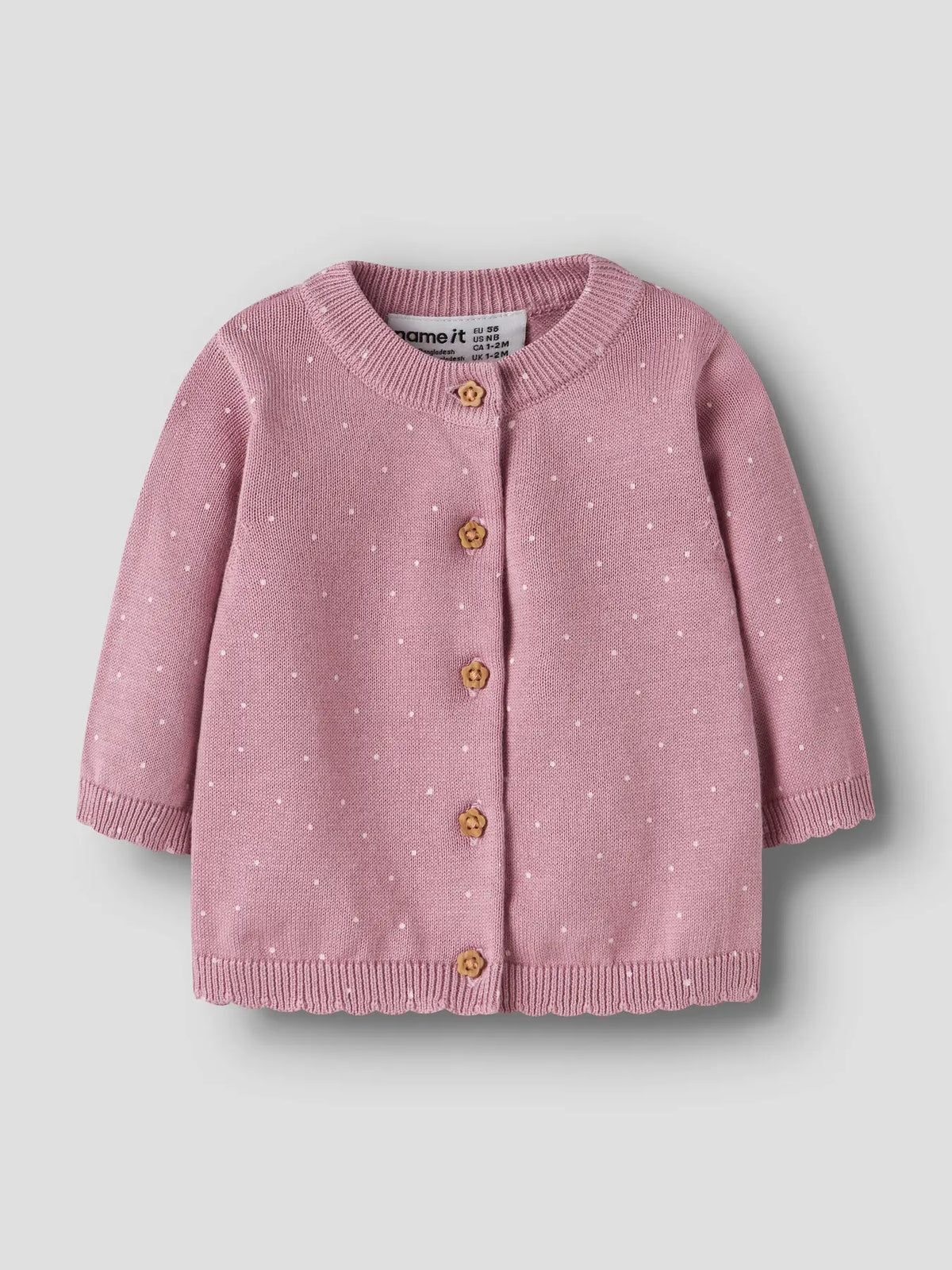 Stickad Kofta Prickar Ladot Rosa