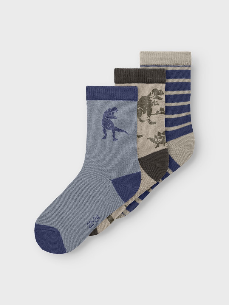 3-pack Strumpor Dinosaurier Niel Flerfärgad Blå/Beige/Brun