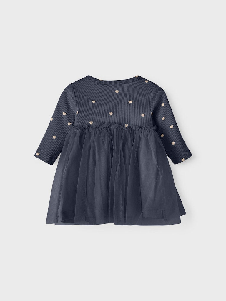 Klänning Nadja Tyll Tryck Marinblå