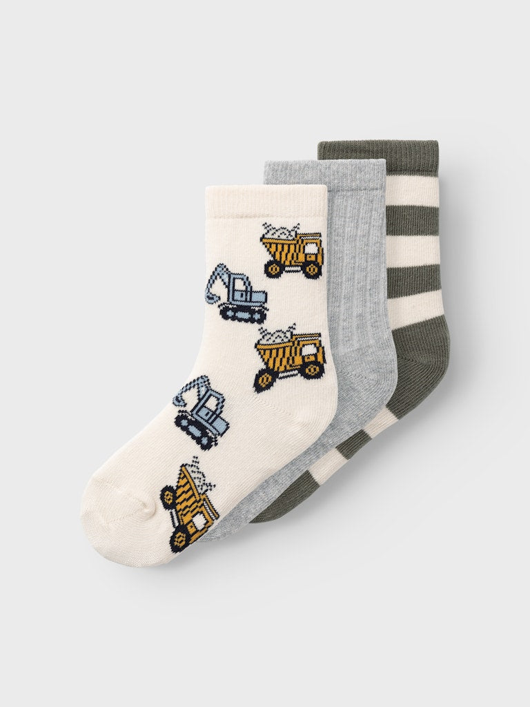 Strumpor 3-pack Nute Fordon Grön/Beige/Grå