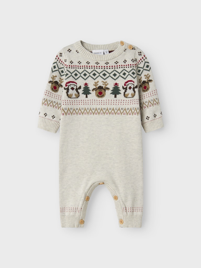 Overall Julmotiv Stickad Ekologisk Bomull Ralko Beige