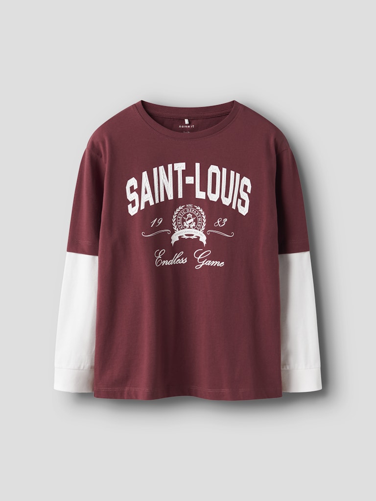 Långärmad Topp 2-i-1 Robin Vinröd