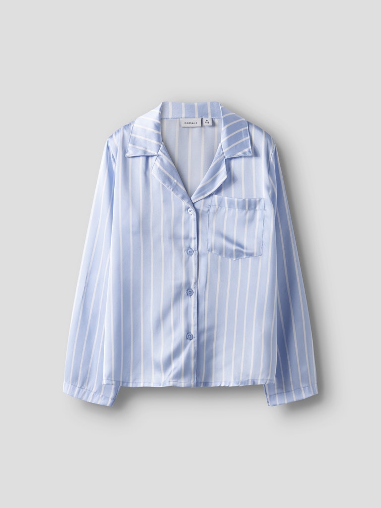 Glansig Pyjamasskjorta Ruth Randig Blå/Vit