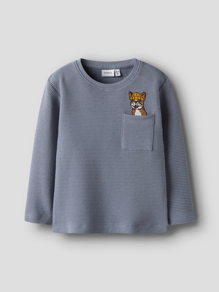 Långärmad Topp Hund Rofus Struktur Enfärgad Blå