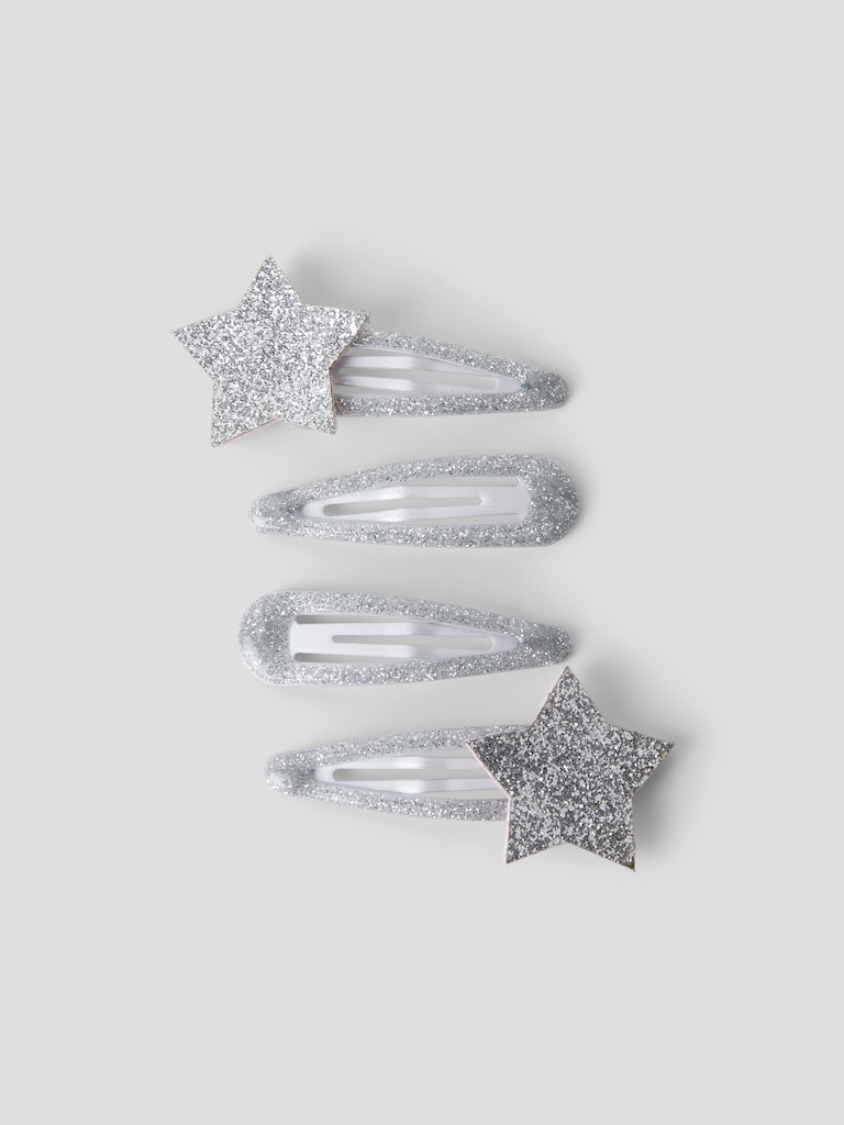 Hårspännen 4-pack Stjärna Glitter Silver