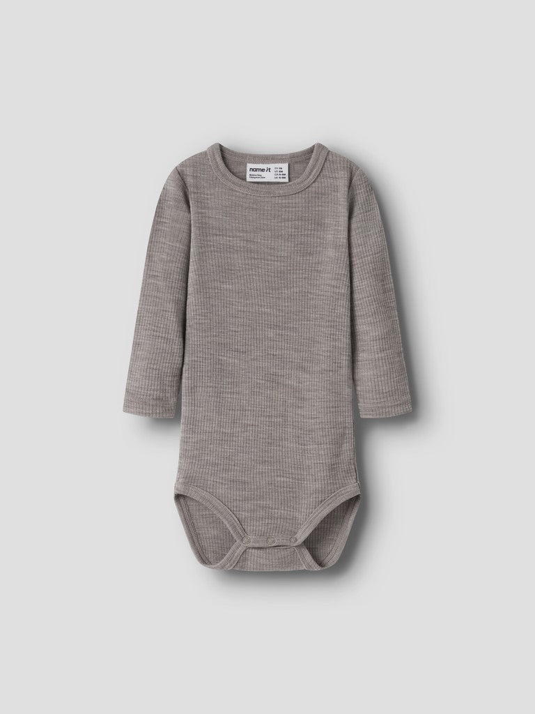 Body Merinoull Wax NB Ribbad Enfärgad Beige