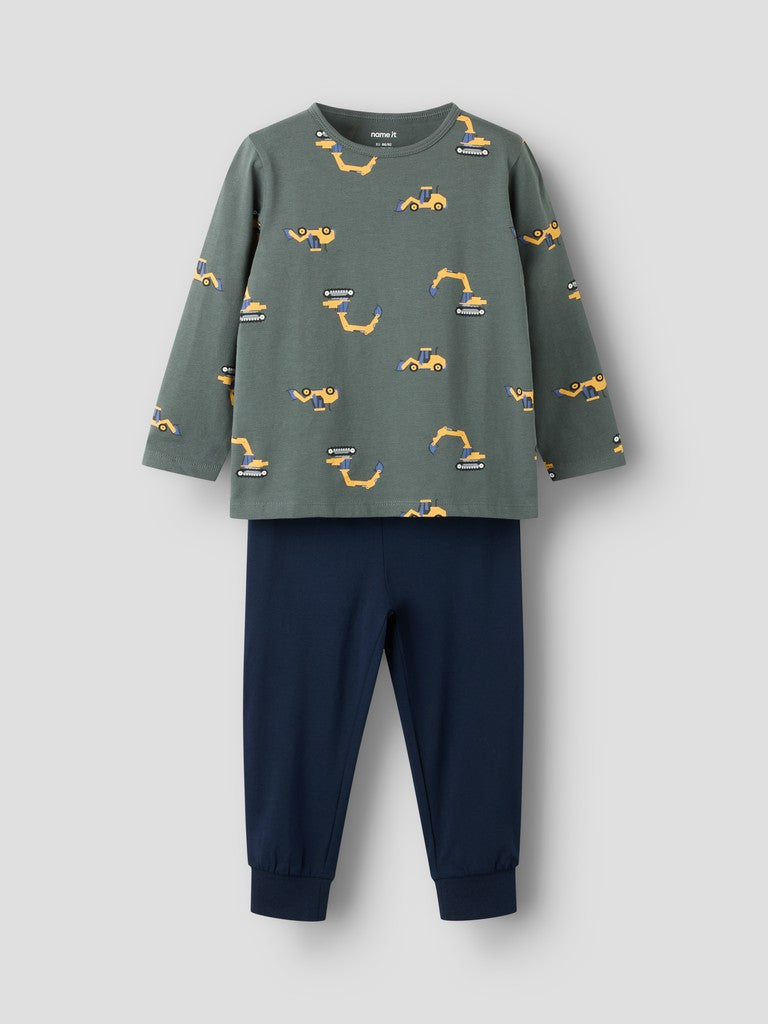 Pyjamas Grävmaskiner Grön/Blå