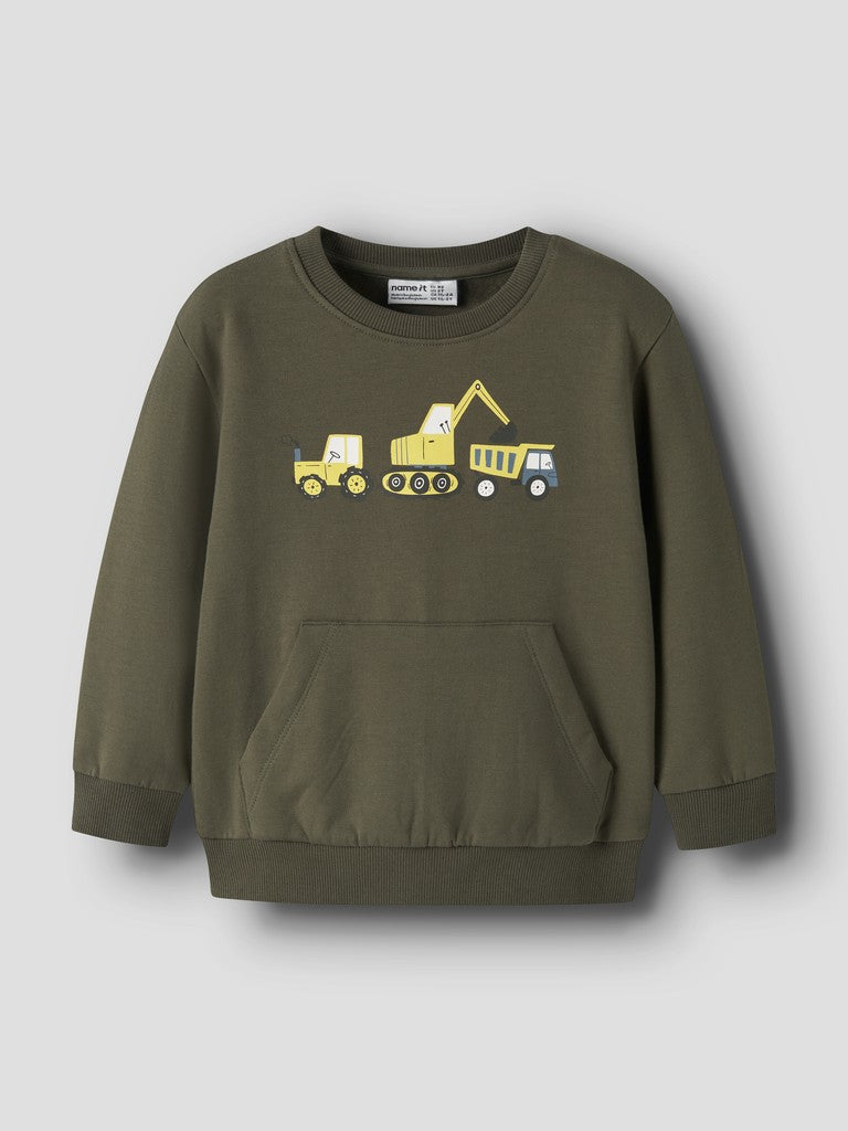 Sweattröja Grävmaskin Lastbil Vugo Grön