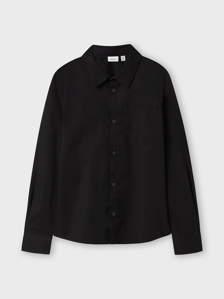 Långärmad Skjorta Refred Enfärgad Svart