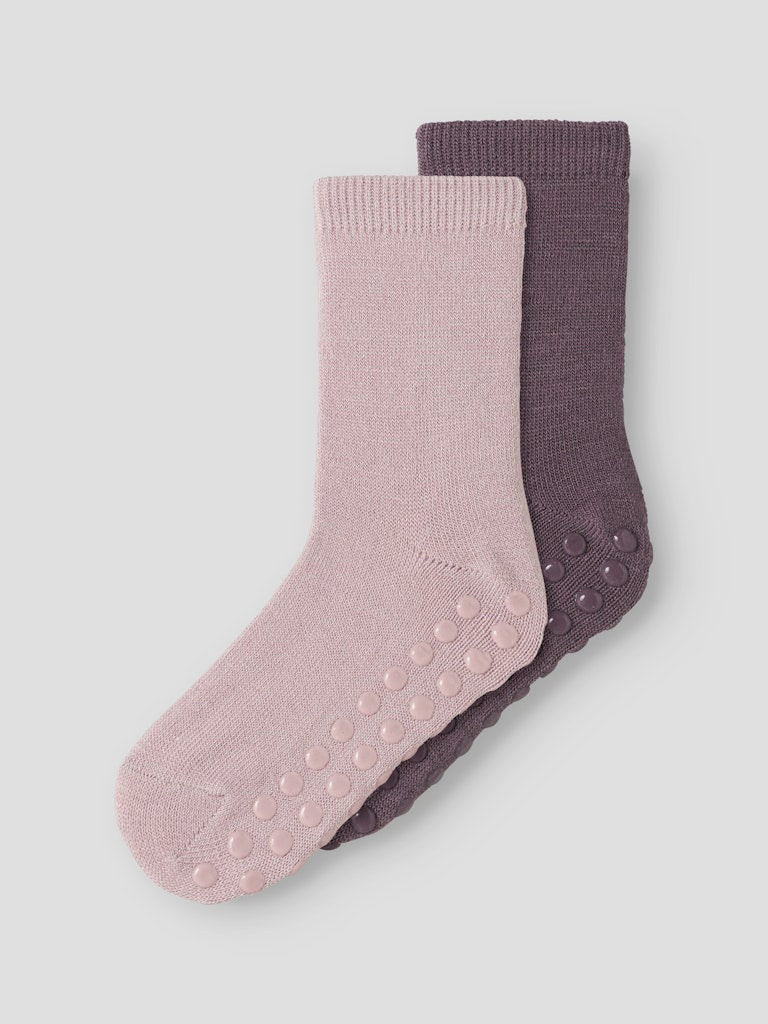Halkstrumpor Merinoull Wak Tunna 2-Pack Rosa/Lila