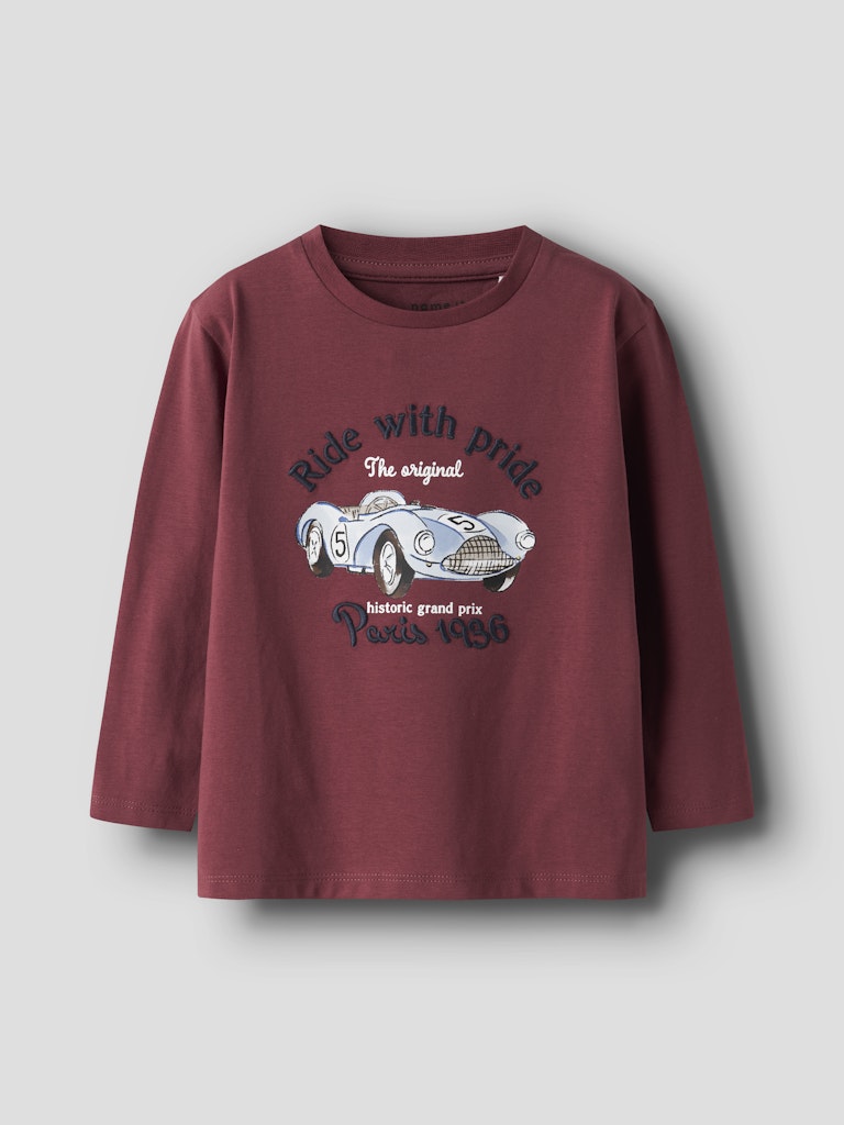 Långärmad T-shirt Bil Vinröd