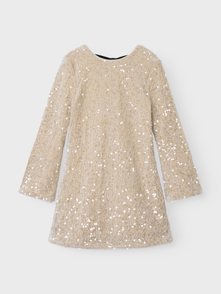 Paljettklänning Rusitta Långärmad Beige