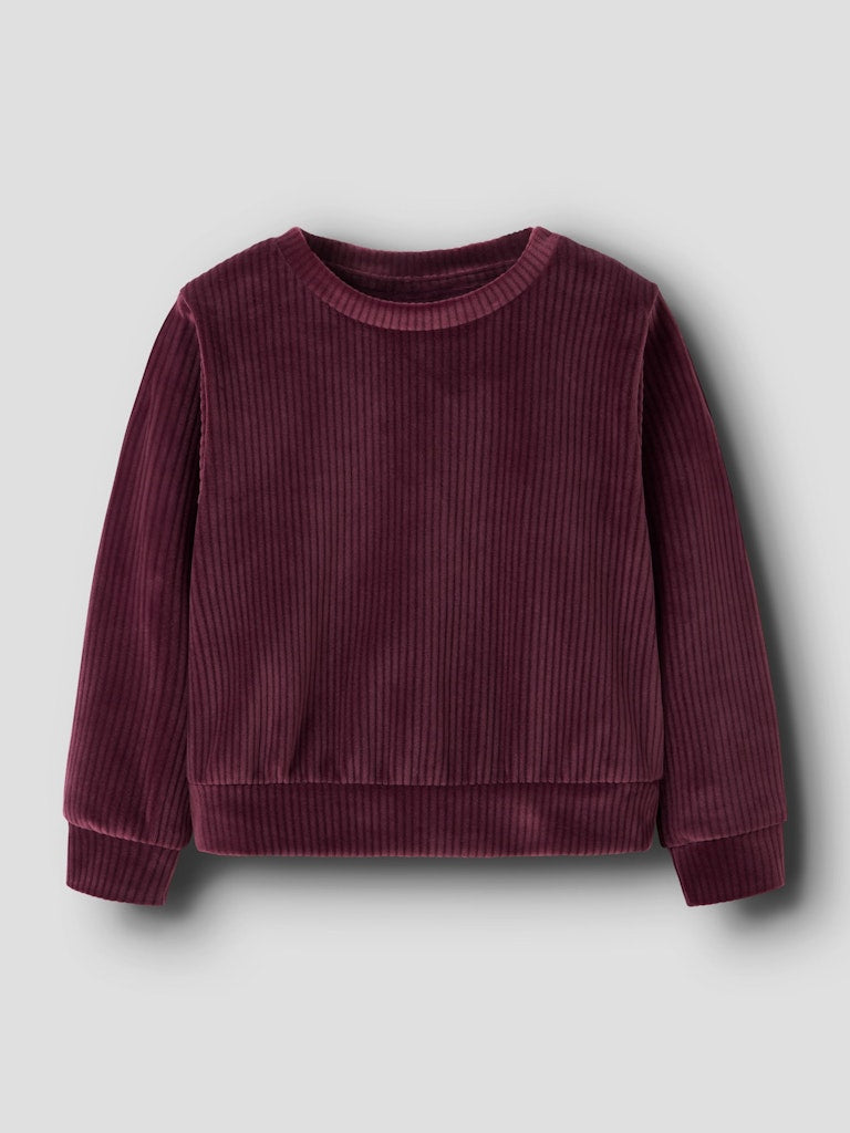 Tröja Veloa Ribbad Velour Vinröd