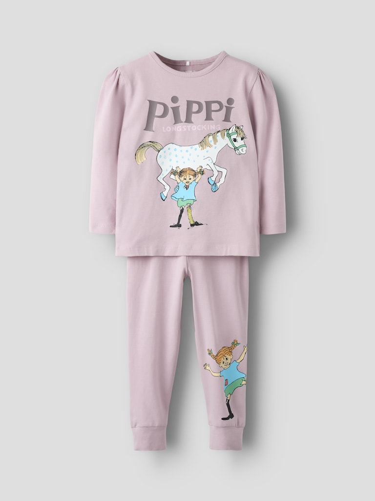 2-delad Pyjamas Pippi Långstrump Soleim Rosa