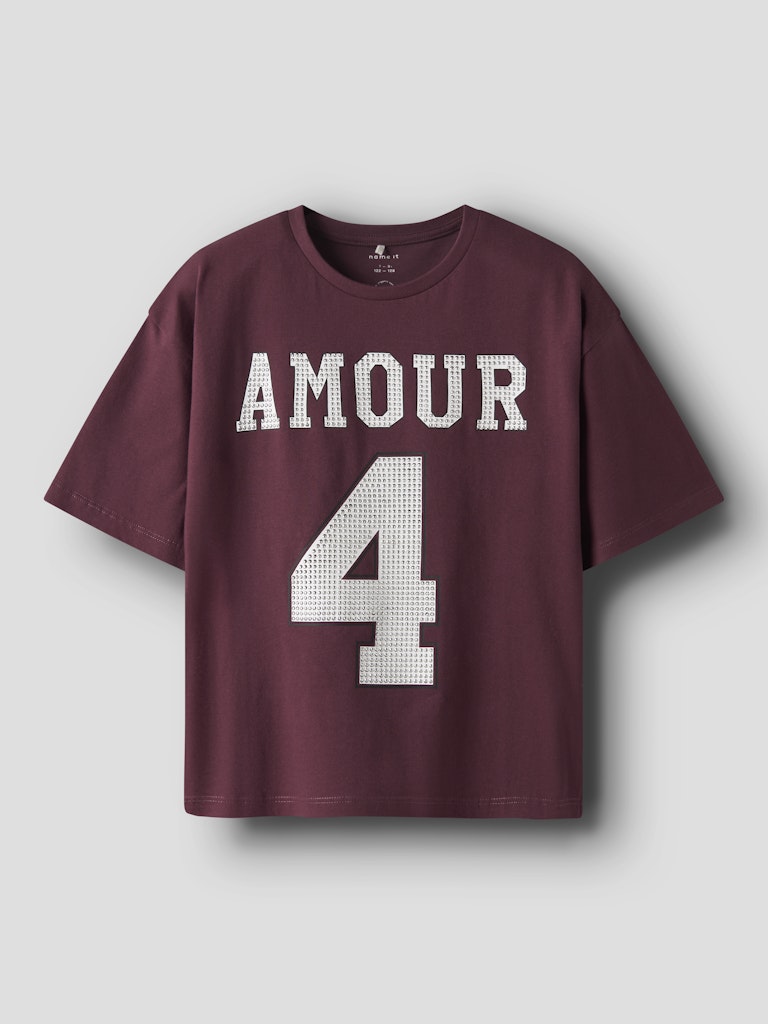 Kortärmad Topp Nitar Sangy Vinröd