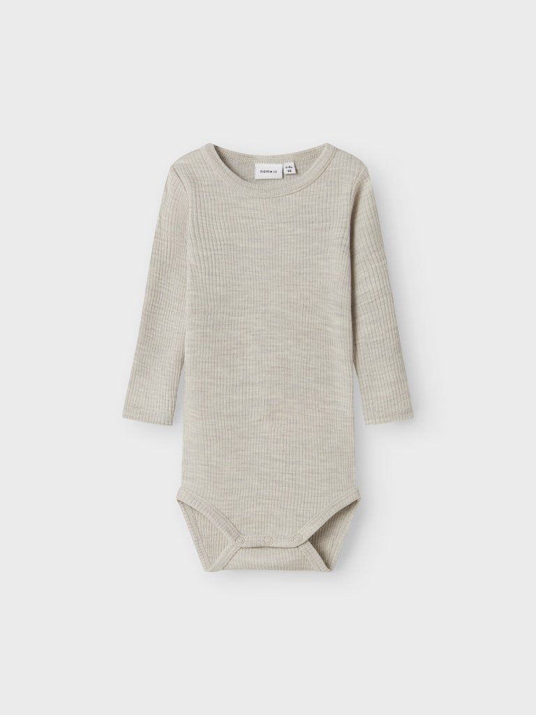 Body Merinoull Wax Ribbad Enfärgad Beige Grå