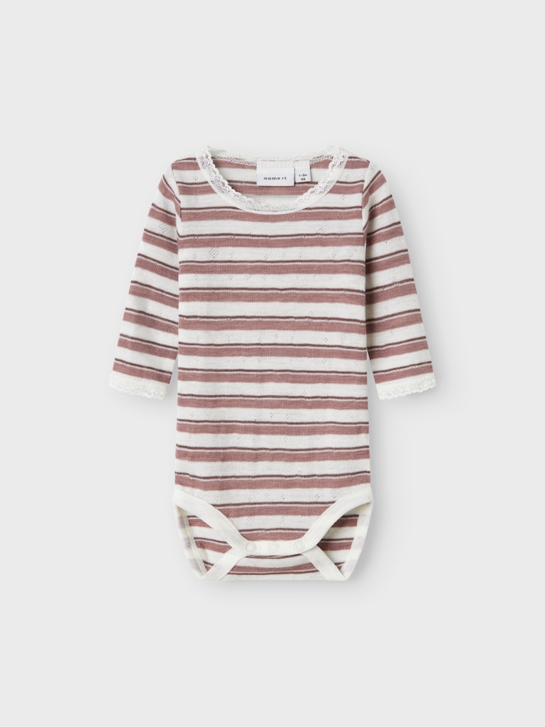 Body Merinoull Wang Randig Rosa/Vit