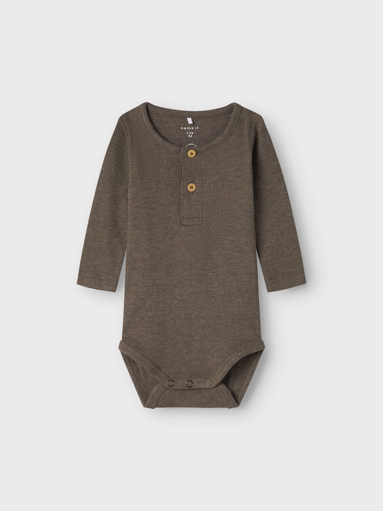 Body Kab Ribbad Långärmad Knappar Brun