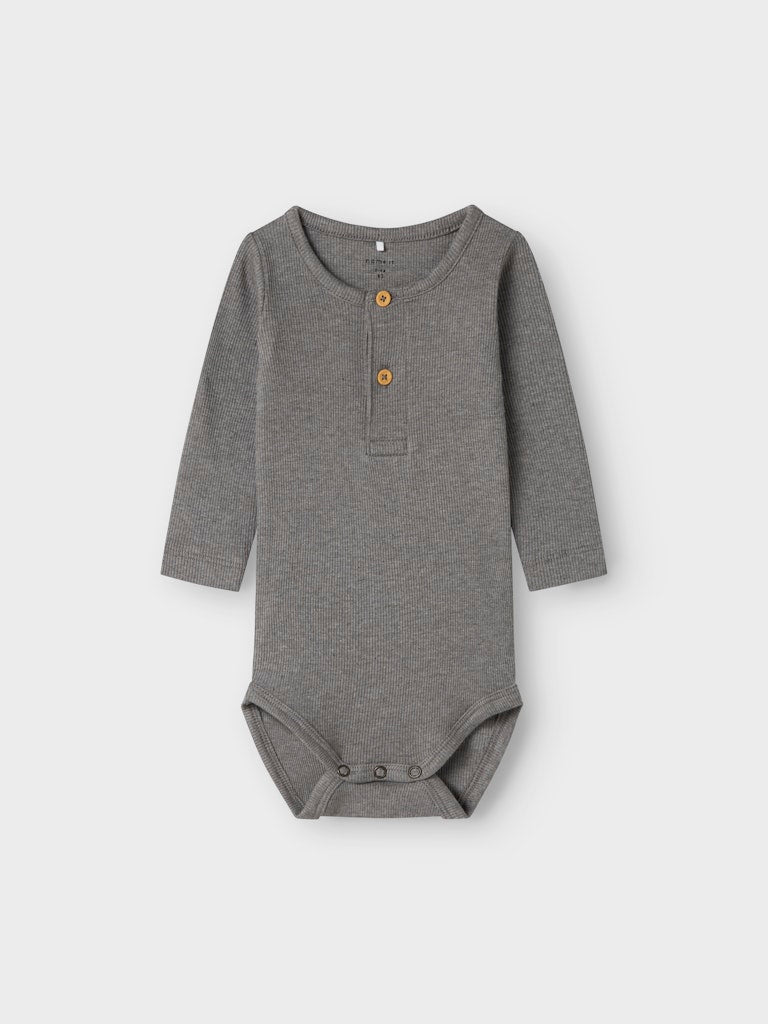 Body Kab Ribbad Långärmad Knappar Grå