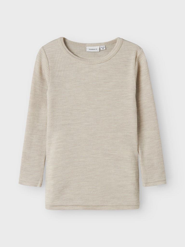 Topp Merinoull Wax Ribbad Enfärgad Grå Beige