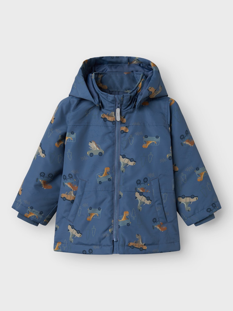 Täckjacka Max Mönstrad Dinosaurier Bilar Blå