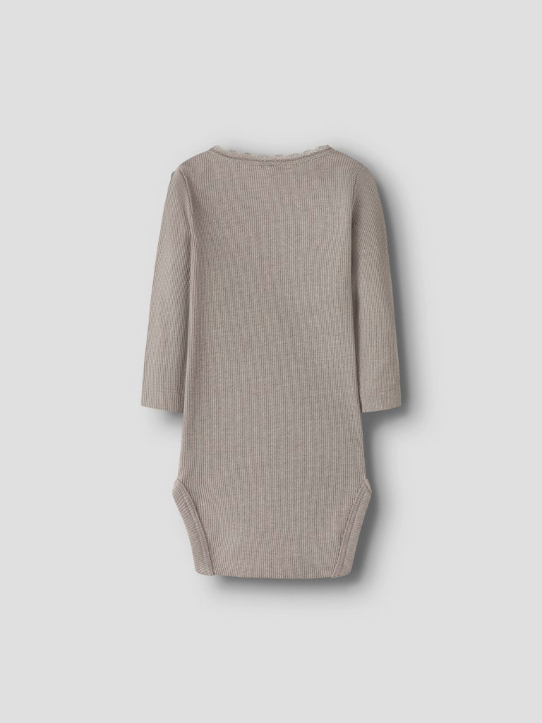 Body Kab Ribbad Långärmad Enfärgad Grå Beige