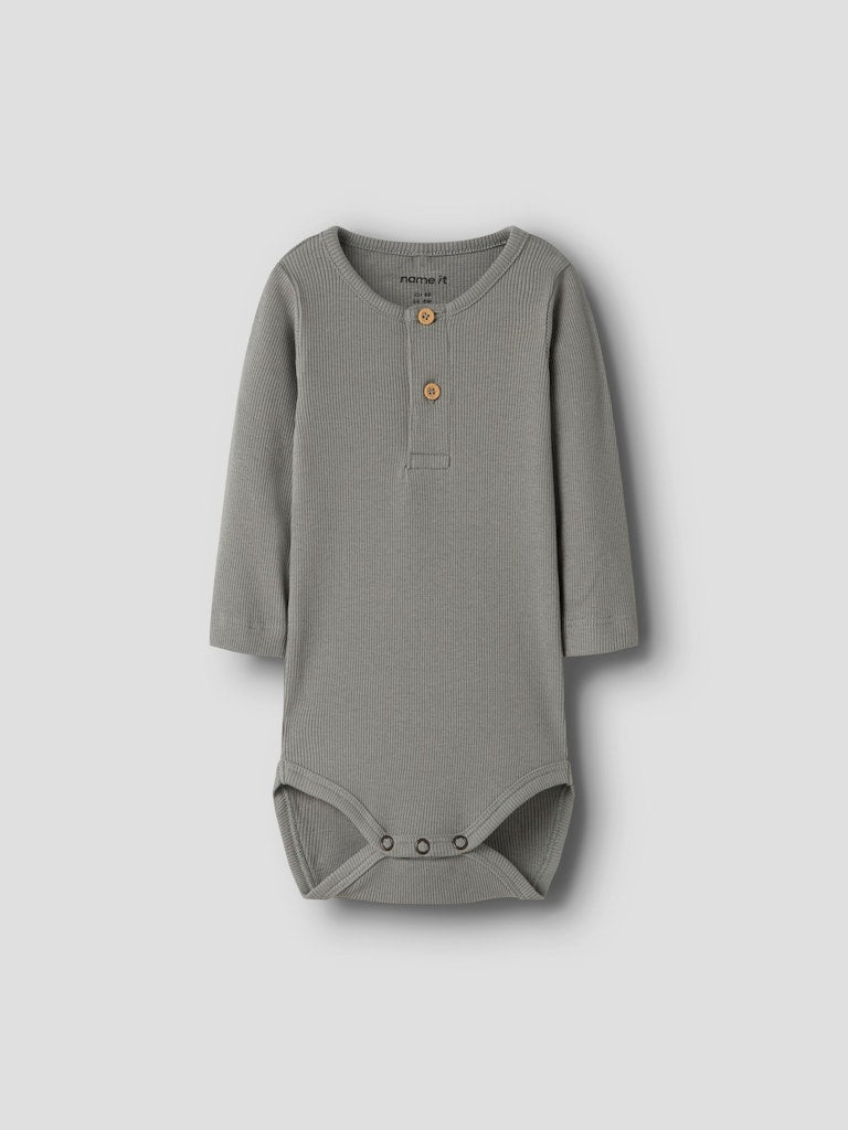 Body Kab Ribbad Långärmad Knappar Grön