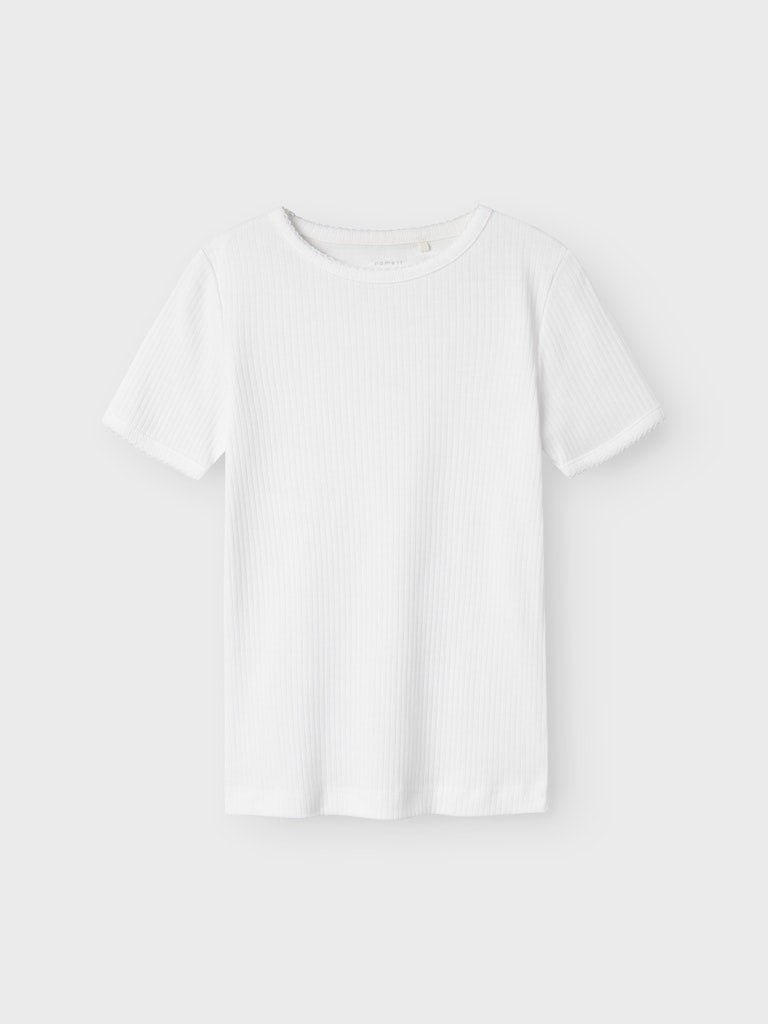 Kortärmad Topp K Fikatie Ribbad Randig Vit