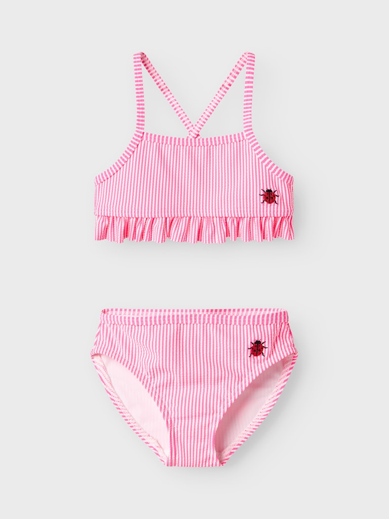 Bikini Zammer Randig Nyckelpiga Rosa/Vit