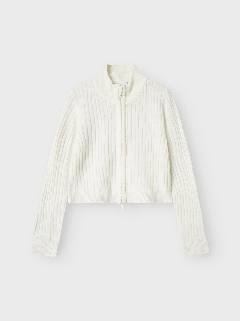 Stickad Cardigan Habour Dragkedja Enfärgad Vit