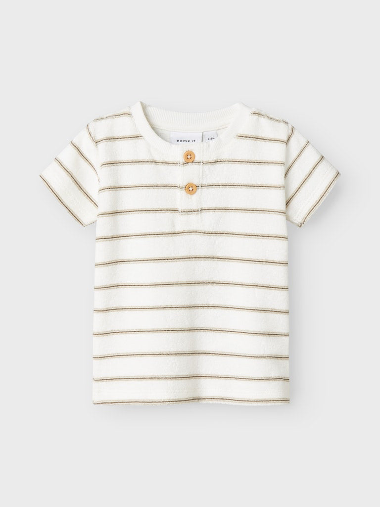 T-shirt Terry Randig Frotté Vit/Beige