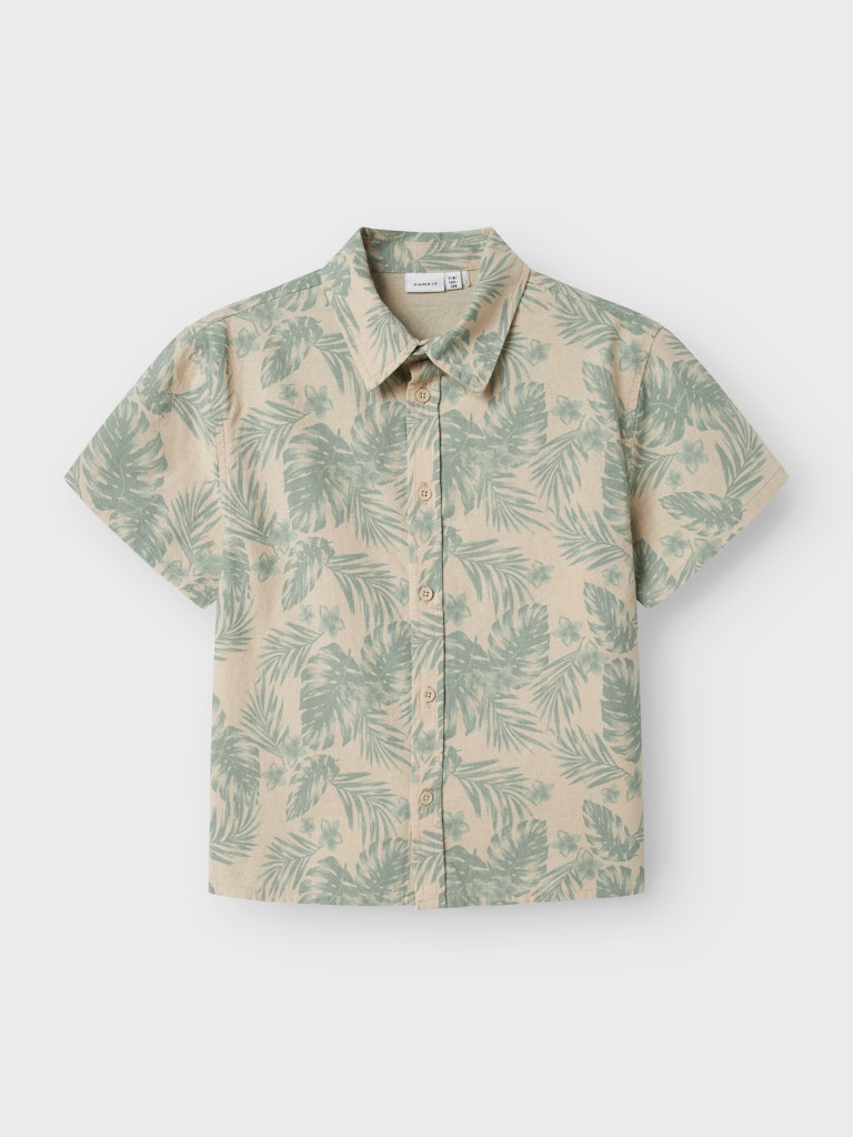 Skjorta Hejon Kortärmad Mönstrad Beige/Grön