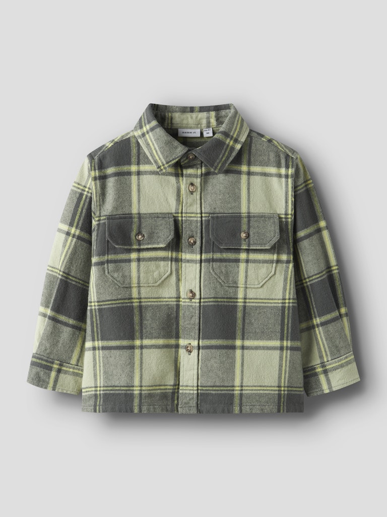 Skjorta Overshirt Flanell M Rutig Tamol Grön/Grå