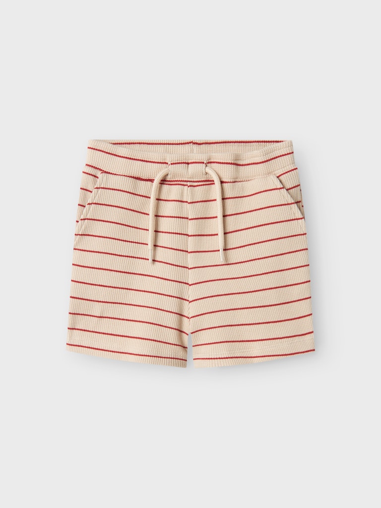 Shorts Fully Randiga Våfflade Beige/Röd