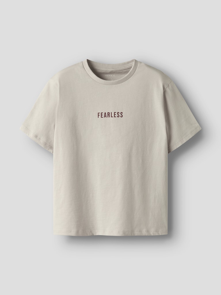 Kortärmad Topp Leopard Glitter Backprint Beige