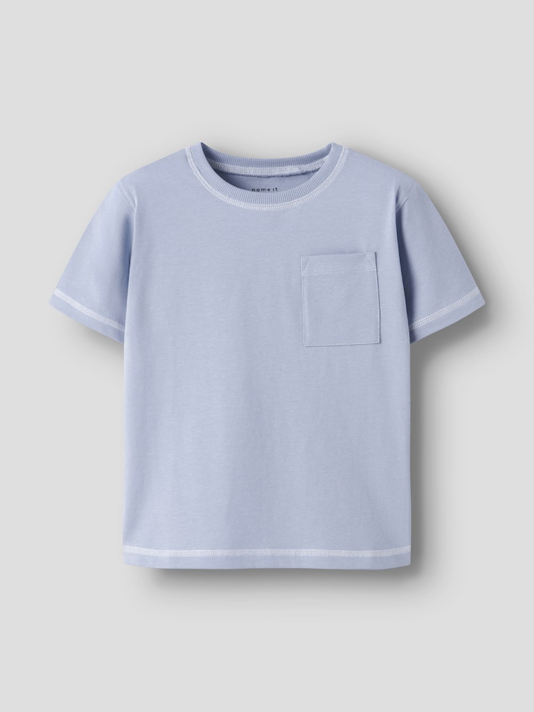 T-shirt Kortärmad Enfärgad Bröstficka Daso Blå