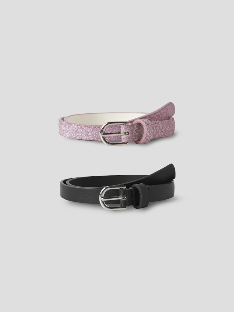 Bälte 2-p Rafi Glitter Rosa/Svart
