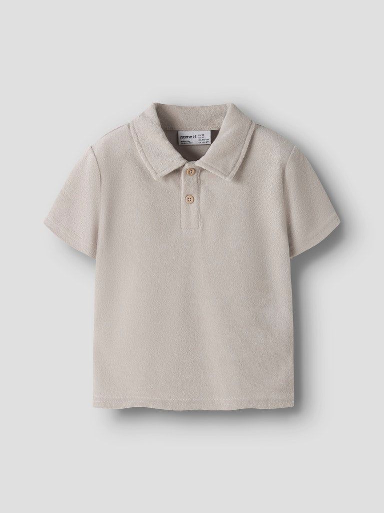 Skjorta Finti Kortärmad Frotté Enfärgad Beige