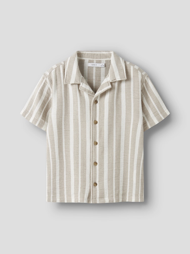 Skjorta Foko Kortärmad Randig Beige/Vit