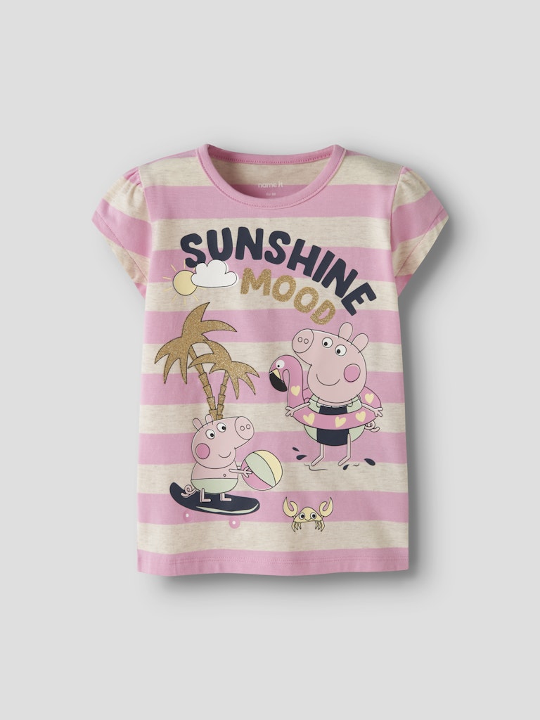 Kortärmad Topp Greta Gris Randig Arra Rosa