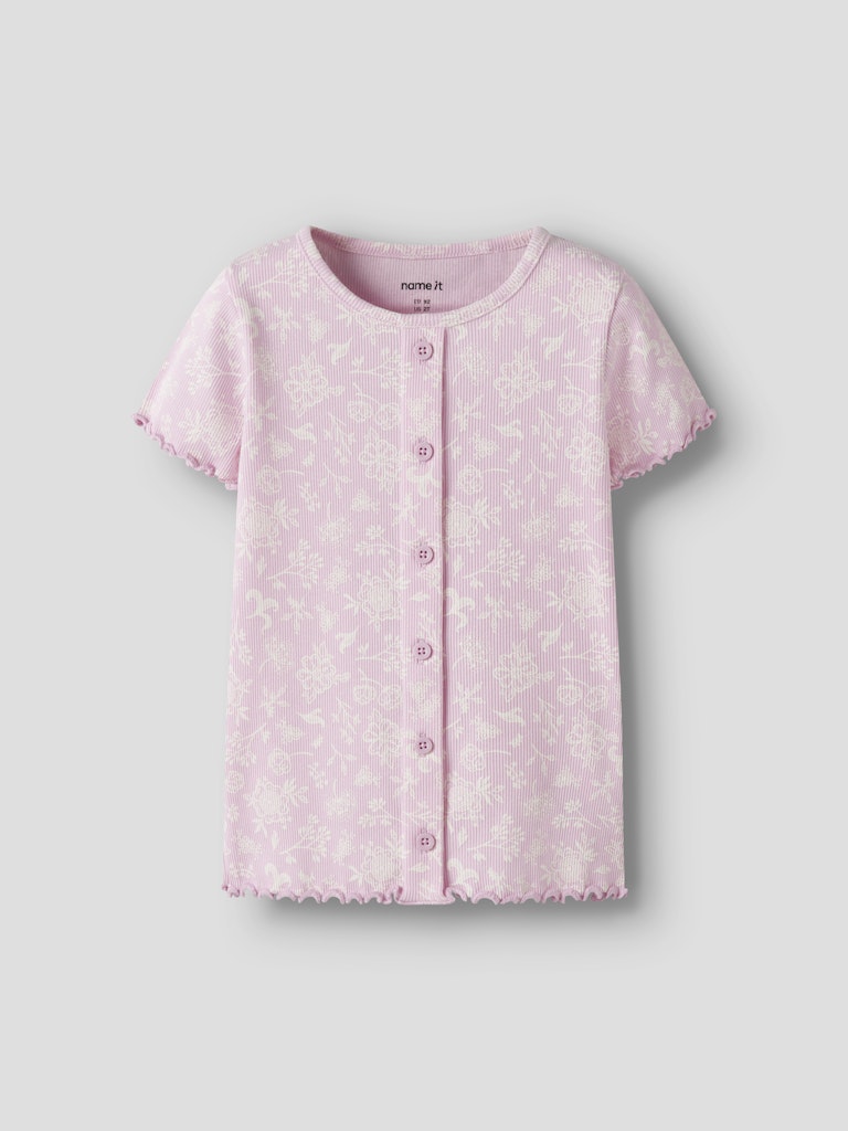 Topp Vemia Kortärmad M Ribbad Blommor Rosa