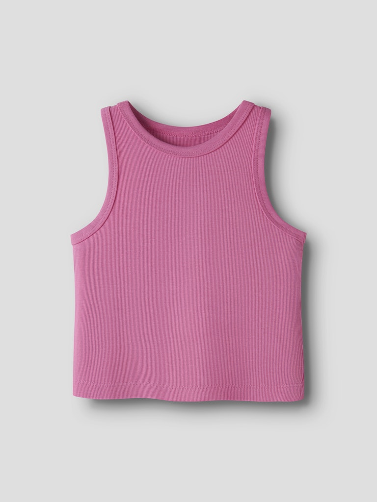 Topp Nakal Croppad Ribbad Rosa