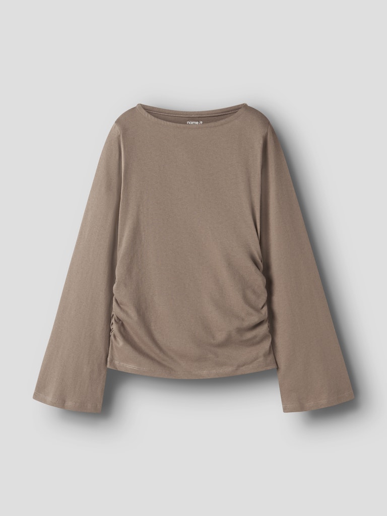 Topp Lanni Långärmad Rynk Enfärgad Brun