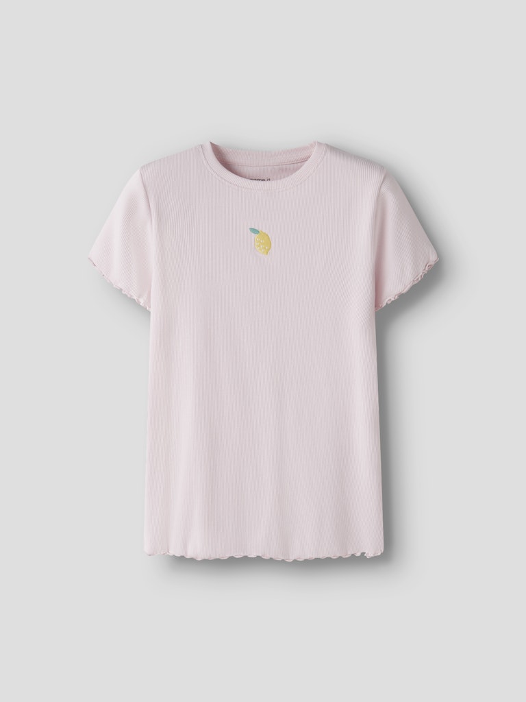Topp Kortärmad Citron Vemma Ribbad Rosa