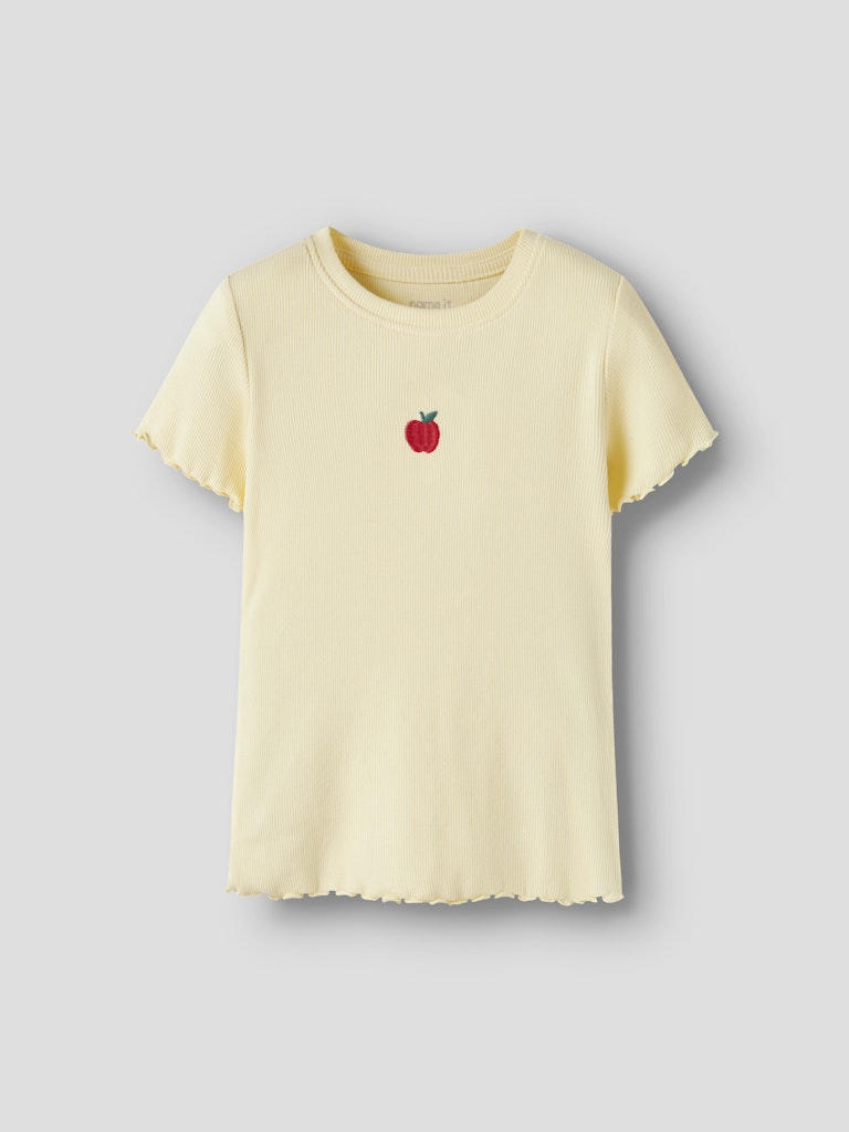 Topp Kortärmad Vemma Äpple Ribbad Gul