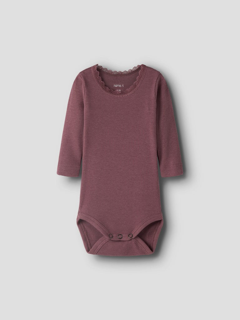 Body Kab Ribbad Långärmad Enfärgad Rosa