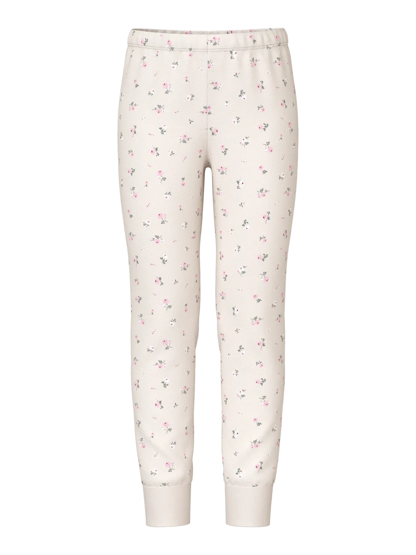 Pyjamas Långärmad Blommor Vit