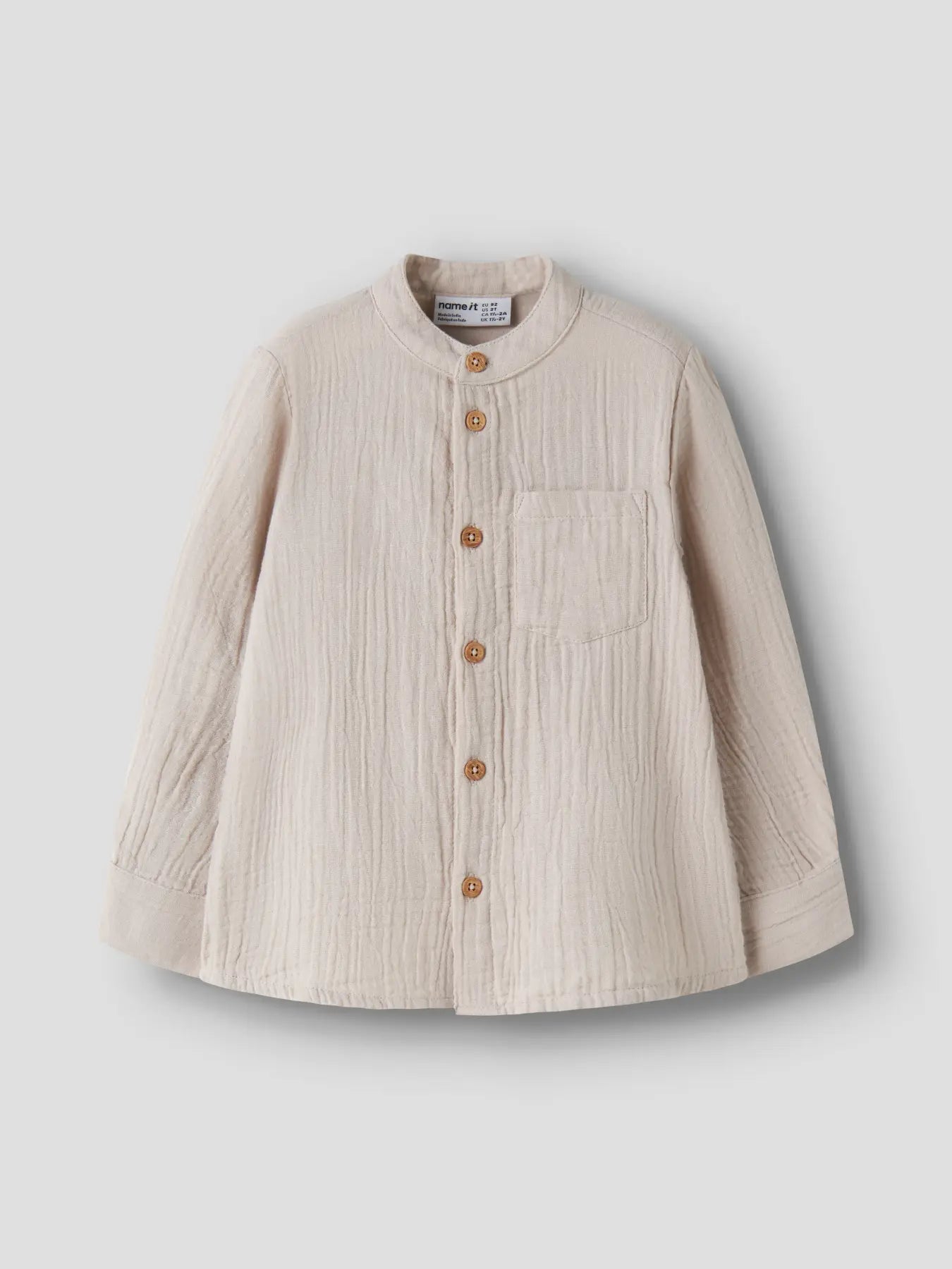 Skjorta Långärmad Enfärgad Muslin Beige