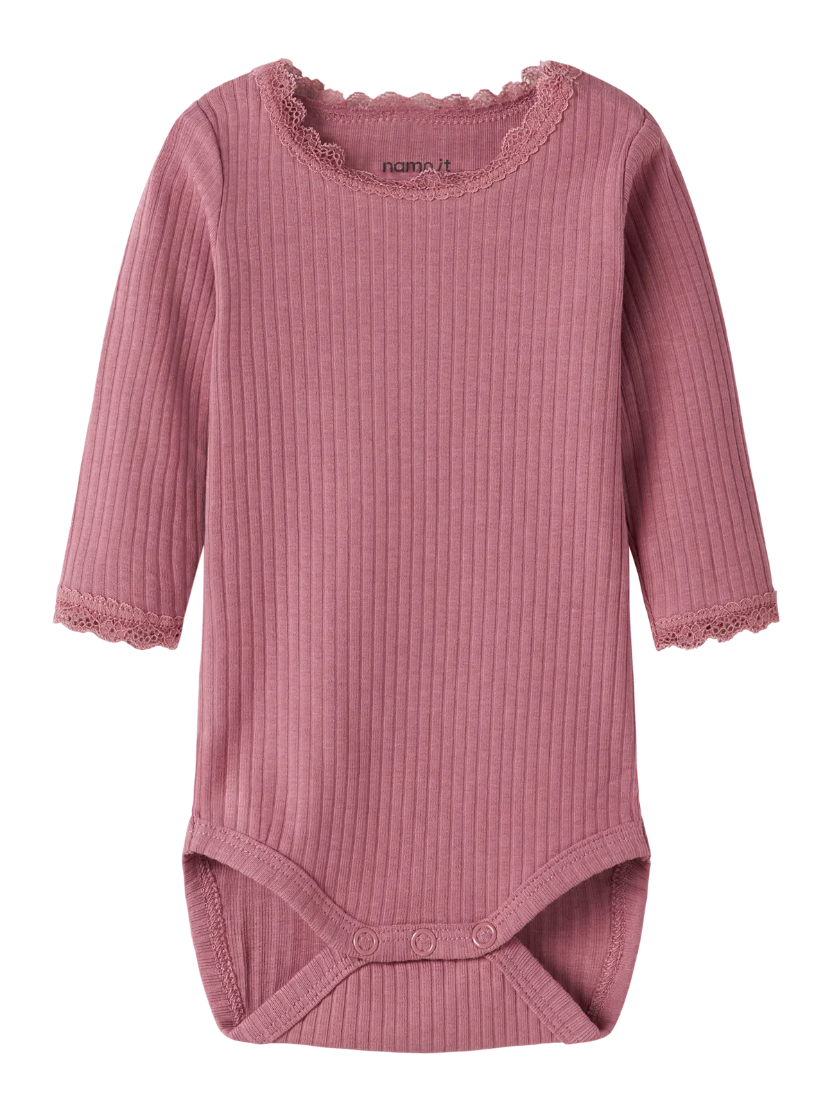 Body Hallie Ribbad Långärmad Enfärgad Rosa